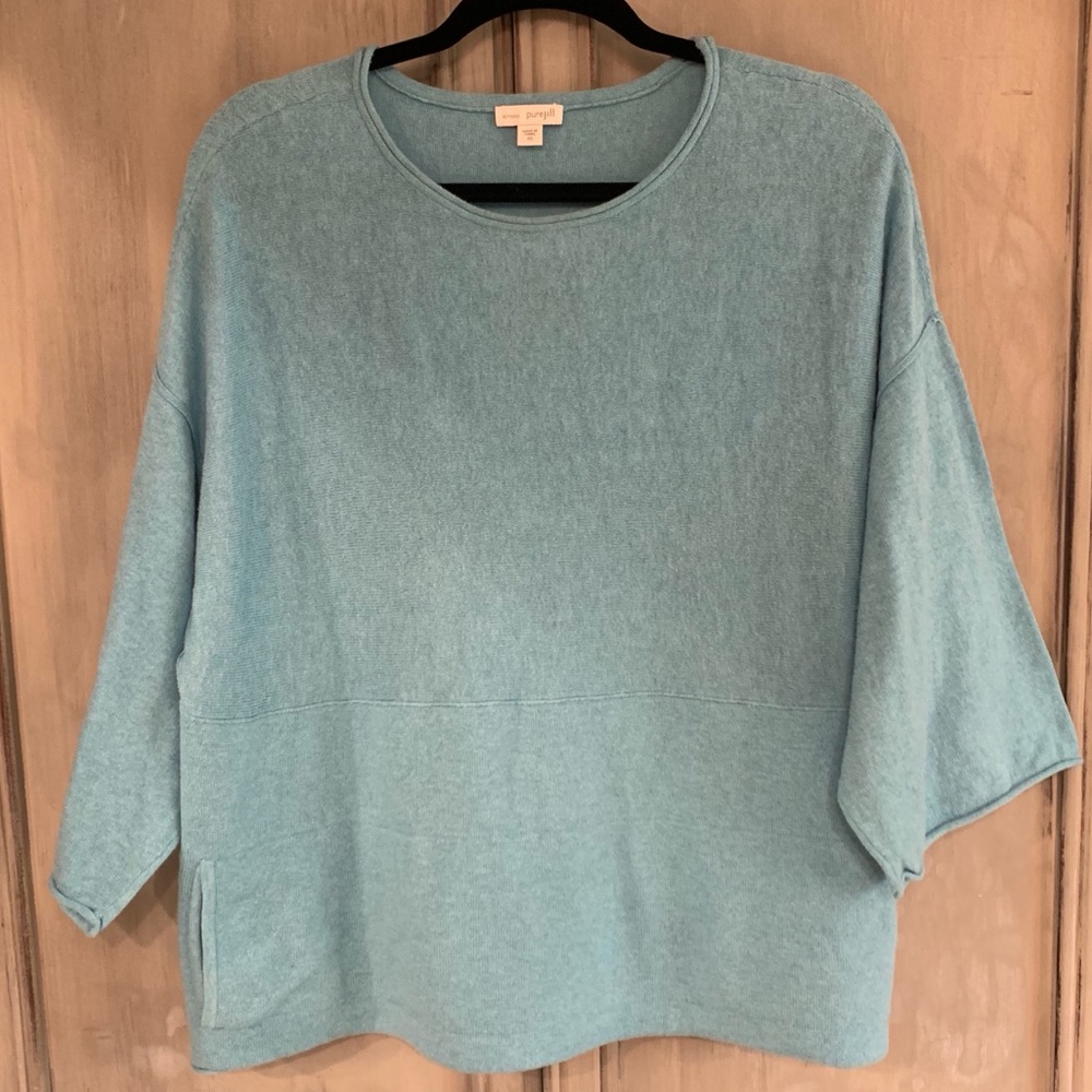 Pure Jill Sea Mist Cotton Cashmere Sweater Sz XS - Picture 1 of 9